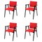 Luisa Chairs in Wood and Fabric by Franco Albini for Cassina, Set of 4, Image 1