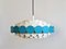 Bright Petrol and White Metal Pendant Lamp by Doria Leuchten, Germany 1960s 8