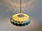 Bright Petrol and White Metal Pendant Lamp by Doria Leuchten, Germany 1960s 6