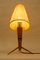 Tischlampe aus Holz mit Stoffschirm, 1950er 11