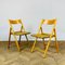 Vintage Italian Folding Chairs in Beech & Seagrass, 1970s, Set of 2 2