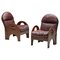 Walnut and Burgundy Leather Arcata Easy Chairs attributed to Gae Aulenti for Poltronova, 1968, Set of 2, Image 1