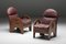 Walnut and Burgundy Leather Arcata Easy Chairs attributed to Gae Aulenti for Poltronova, 1968, Set of 2, Image 2