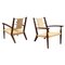 Moderne italienische Mid-Century Sessel aus beigefarbenem Seil & dunklem Holz, 1960er, 2er Set 1