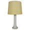 White Glass and Fabric Shade Table Lamp attributed to Luxus, Sweden, 1960s 1