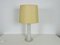 Lampada da tavolo in vetro bianco e tessuto attribuita a Luxus, Svezia, anni '60, Immagine 3