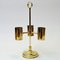 Norwegian Brass Candleholder with Three Arms and Smoked Glass Shades, 1960s 5