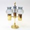 Norwegian Brass Candleholder with Three Arms and Smoked Glass Shades, 1960s 3