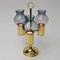 Norwegian Brass Candleholder with Three Arms and Smoked Glass Shades, 1960s 8