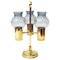 Norwegian Brass Candleholder with Three Arms and Smoked Glass Shades, 1960s 1