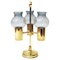 Norwegian Brass Candleholder with Three Arms and Smoked Glass Shades, 1960s, Image 1