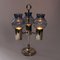 Norwegian Brass Candleholder with Three Arms and Smoked Glass Shades, 1960s 6
