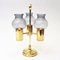 Norwegian Brass Candleholder with Three Arms and Smoked Glass Shades, 1960s 9
