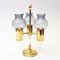 Norwegian Brass Candleholder with Three Arms and Smoked Glass Shades, 1960s, Image 9