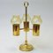 Norwegian Brass Candleholder with Three Arms and Amber Colored Shades, 1960s 2