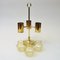 Norwegian Brass Candleholder with Three Arms and Amber Colored Shades, 1960s 3