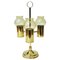 Norwegian Brass Candleholder with Three Arms and Amber Colored Shades, 1960s 1