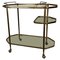 Italian Brass & Glass Octagonal 2-Tier Bar Cart with Removable Top Tray by Milo Baughman, 1970s 1