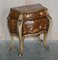 French Marquetry Inlaid Walnut & Marble Bedside Tables with Drawers, Set of 2 11