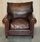 Brown Leather Armchair & Ottoman from George Smith Chelsea, Set of 2, Image 3