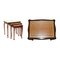 Vintage Gold Leaf Embossed Nesting Tables with Brown Leather Tops, Set of 3 2