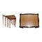 Vintage Gold Leaf Embossed Nesting Tables with Brown Leather Tops, Set of 3, Image 2