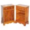 Vintage Burl Yew Wood Bedside Cupboards with Drawers, Set of 2, Image 1