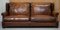 Brown Leather Sofa with Feather Cushions from Ralph Lauren 2