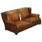 Brown Leather Sofa with Feather Cushions from Ralph Lauren 1