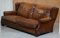 Brown Leather Sofa with Feather Cushions from Ralph Lauren 3