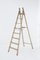 Large Antique Italian White Wood Ladder, 1920s, Image 4