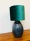 Vintage Green Velvet Screen Ceramic Lamp, 1980s, Image 1