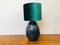 Grüne Vintage Keramiklampe mit Samtschirm, 1980er 7