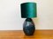 Vintage Green Velvet Screen Ceramic Lamp, 1980s 7