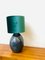 Vintage Green Velvet Screen Ceramic Lamp, 1980s, Image 6