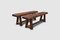 French Brutalist Benches in Oak, 1970s, Set of 2, Image 1