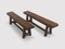 French Brutalist Benches in Oak, 1970s, Set of 2 3