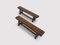 French Brutalist Benches in Oak, 1970s, Set of 2 1