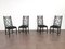 Dining Chairs in Black Enameled Wood and Smooth Velvet, Italy, 1980s, Set of 4 4
