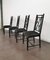 Chaises de Salle à Manger en Bois Émaillé Noir et Velours Lisse, Italie, 1980s, Set de 4 3