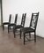 Dining Chairs in Black Enameled Wood and Smooth Velvet, Italy, 1980s, Set of 4 3