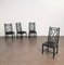 Chaises de Salle à Manger en Bois Émaillé Noir et Velours Lisse, Italie, 1980s, Set de 4 2