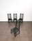 Chaises de Salle à Manger en Bois Émaillé Noir et Velours Lisse, Italie, 1980s, Set de 4 7