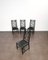 Dining Chairs in Black Enameled Wood and Smooth Velvet, Italy, 1980s, Set of 4 7