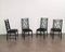 Dining Chairs in Black Enameled Wood and Smooth Velvet, Italy, 1980s, Set of 4 1