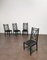 Dining Chairs in Black Enameled Wood and Smooth Velvet, Italy, 1980s, Set of 4 6