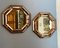 Vintage Wooden and Bronze Wall Octagonal Mirrors, Set of 2 3