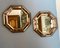 Vintage Wooden and Bronze Wall Octagonal Mirrors, Set of 2, Image 4