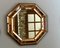 Vintage Wooden and Bronze Wall Octagonal Mirrors, Set of 2, Image 1