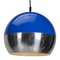Space Age Blue and Chrome Pendant Lamp, 1970s 1